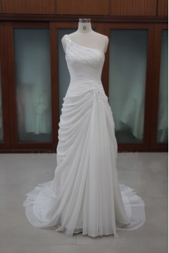 Sheath/Column One Shoulder Bridal Wedding Dresses WD010103