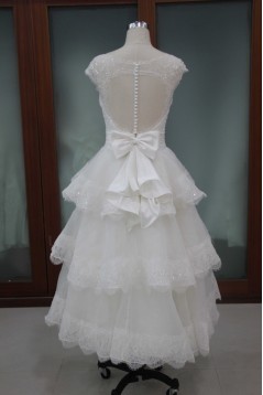 A-line Straps Floor Length Tea Length Lace Bridal Wedding Dresses WD010110