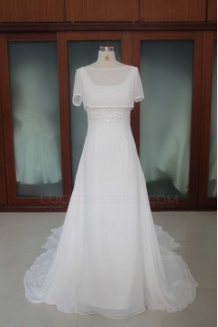 A-line Short Sleeves Bridal Wedding Dresses WD010119