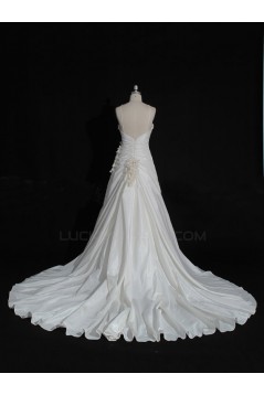 Discount A-line Strapless Chapel Train Bridal Wedding Dresses WD010143