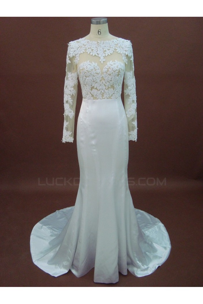 Trumpet/Mermaid Long Sleeves Lace Bridal Wedding Dresses WD010151