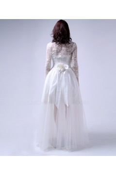Cheap Short Bridal Wedding Dresses with A Lace Jacket and Removable Long Skirt WD010157