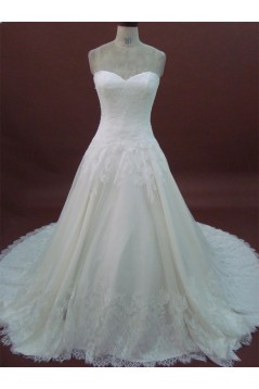 A-line Sweetheart Chapel Train Lace Bridal Wedding Dresses WD010159