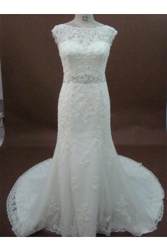 Elegant Trumpet/Mermaid Court Train Lace Bridal Wedding Dresses WD010161