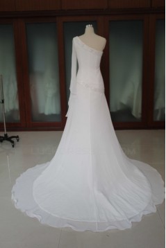A-line One Shoulder Beaded Bridal Wedding Dresses WD010186