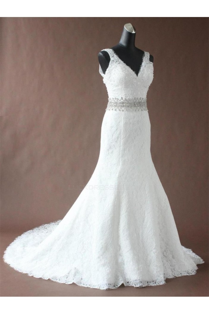 Trumpet/Mermaid Straps Beaded Lace Bridal Wedding Dresses WD010192