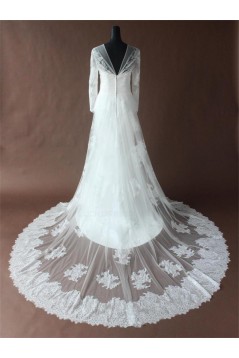 A-line Chapel Train Long Sleeves Lace Bridal Wedding Dresses WD010195