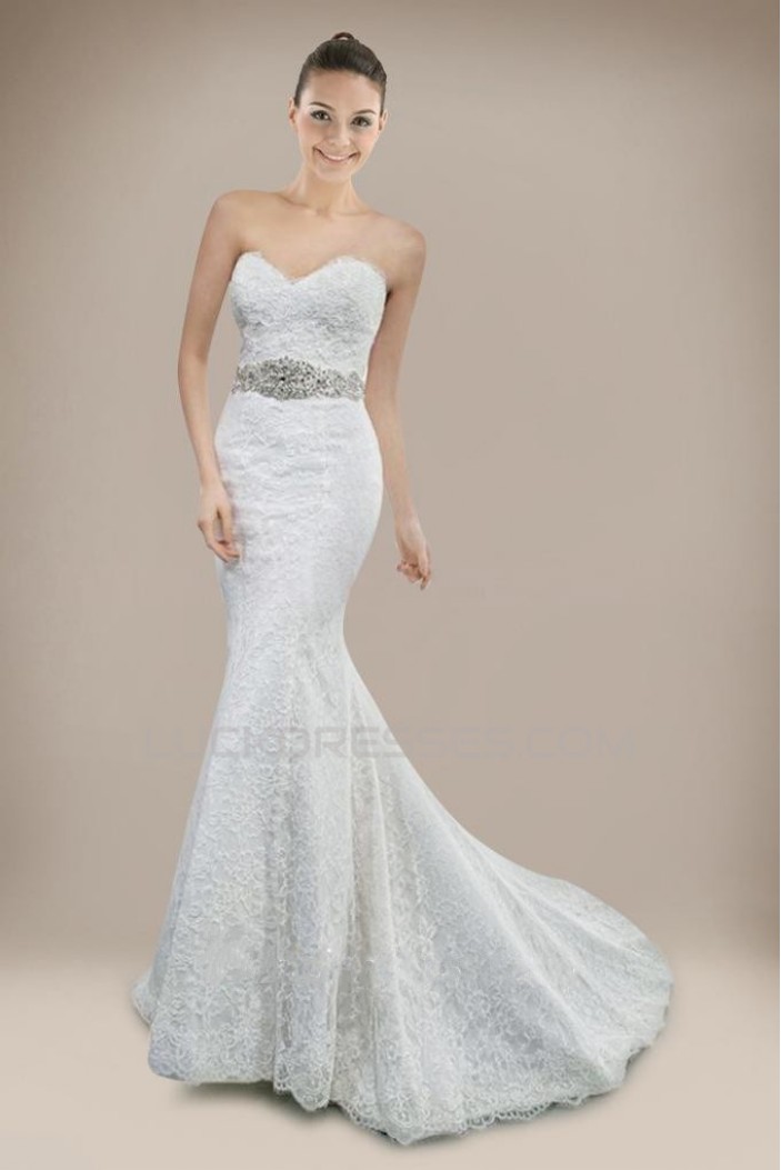 Trumpet/Mermaid Sweetheart Beaded Lace Bridal Gown WD010259