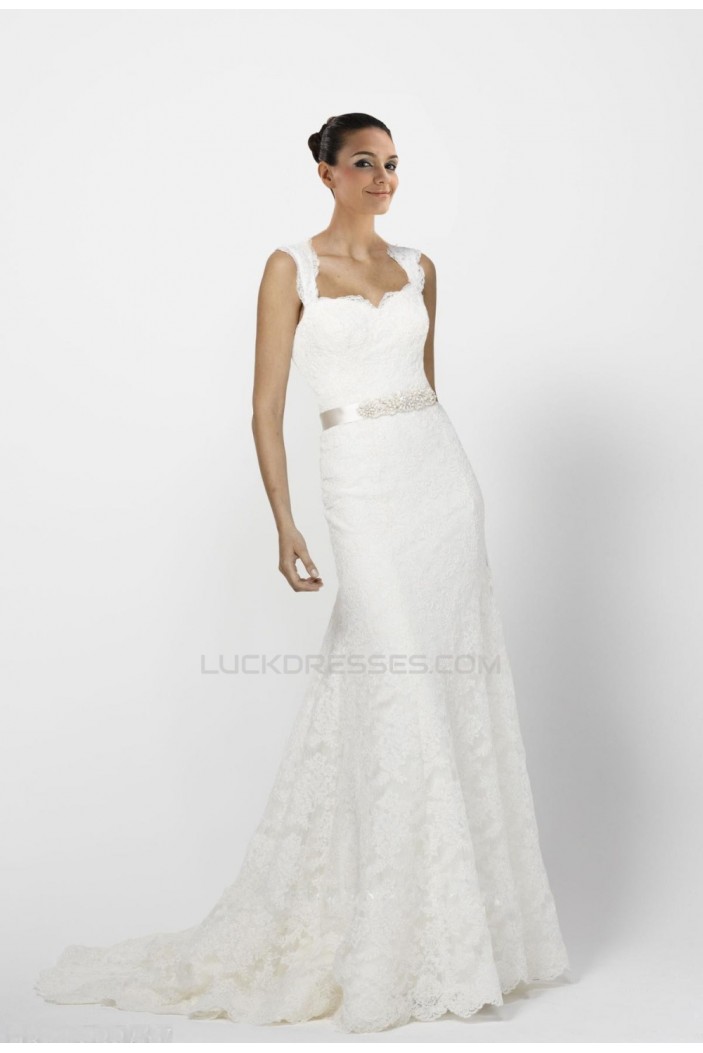 Trumpet/Mermaid Straps Lace Court Train Bridal Gown WD010271