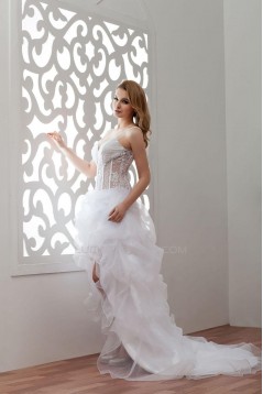 Sexy High Low Court Train Bridal Gown WD010276
