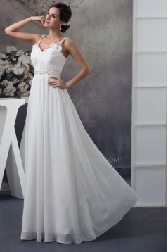 Sheath/Column Chiffon Floor Length Beaded Bridal Gown WD010279
