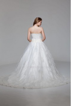 Ball Gown Strapless Chapel Train Bridal Wedding Dresses WD010287