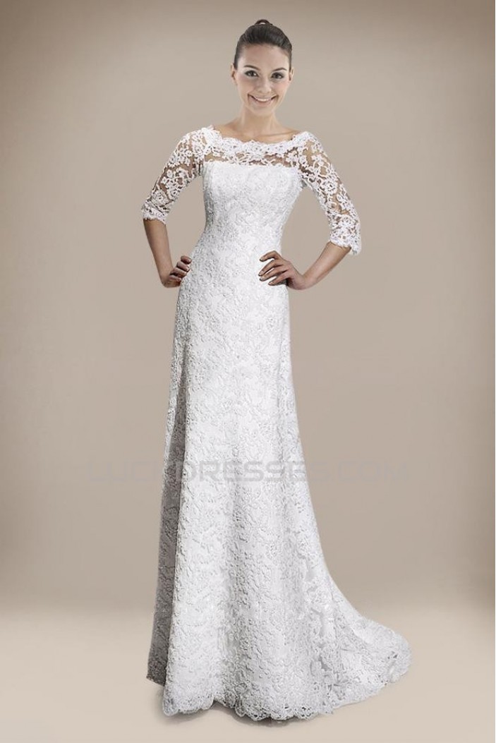 Elegant Half Sleeves Lace Bridal Wedding Dresses WD010297