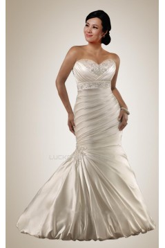 Trumpet/Mermaid Sweetheart Beaded Plus Size Bridal Wedding Dresses WD010307