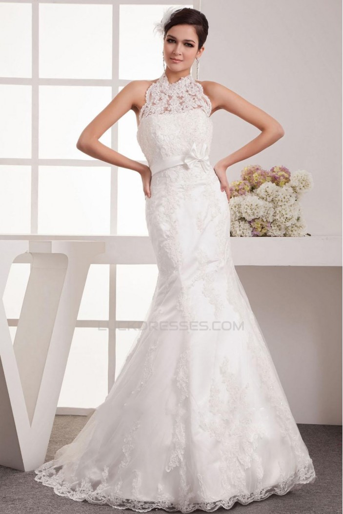 Trumpet/Mermaid Halter Lace Bridal Wedding Dresses WD010321