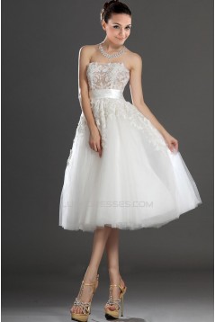 A-line Strapless Short Bridal Wedding Dresses WD010326