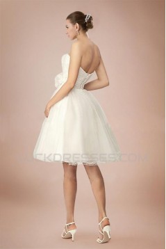 A-line Strapless Short Bridal Wedding Dresses WD010342