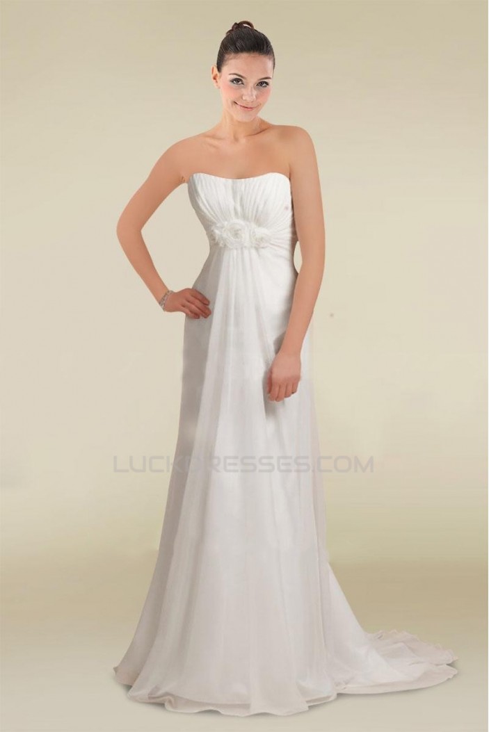 Sheath/Column Strapless Chiffon Bridal Wedding Dresses WD010361