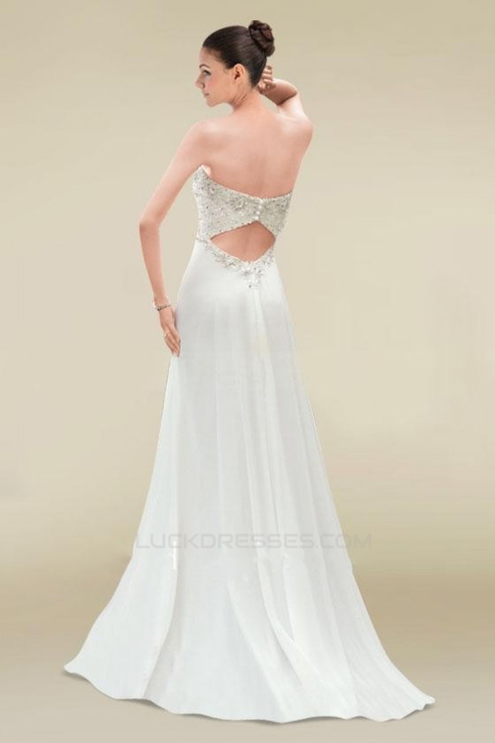 A-Line Sweetheart Beaded Chiffon Bridal Wedding Dresses WD010362