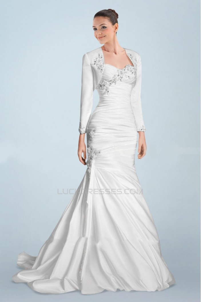 Trumpet/Mermaid Sweetheart Beaded Appliques Bridal Wedding Dresses with A Jacket WD010381