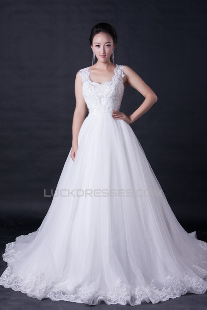 A-line Beaded Appliques Bridal Wedding Dresses WD010383