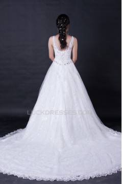 A-line Straps Beaded Lace Bridal Wedding Dresses WD010384