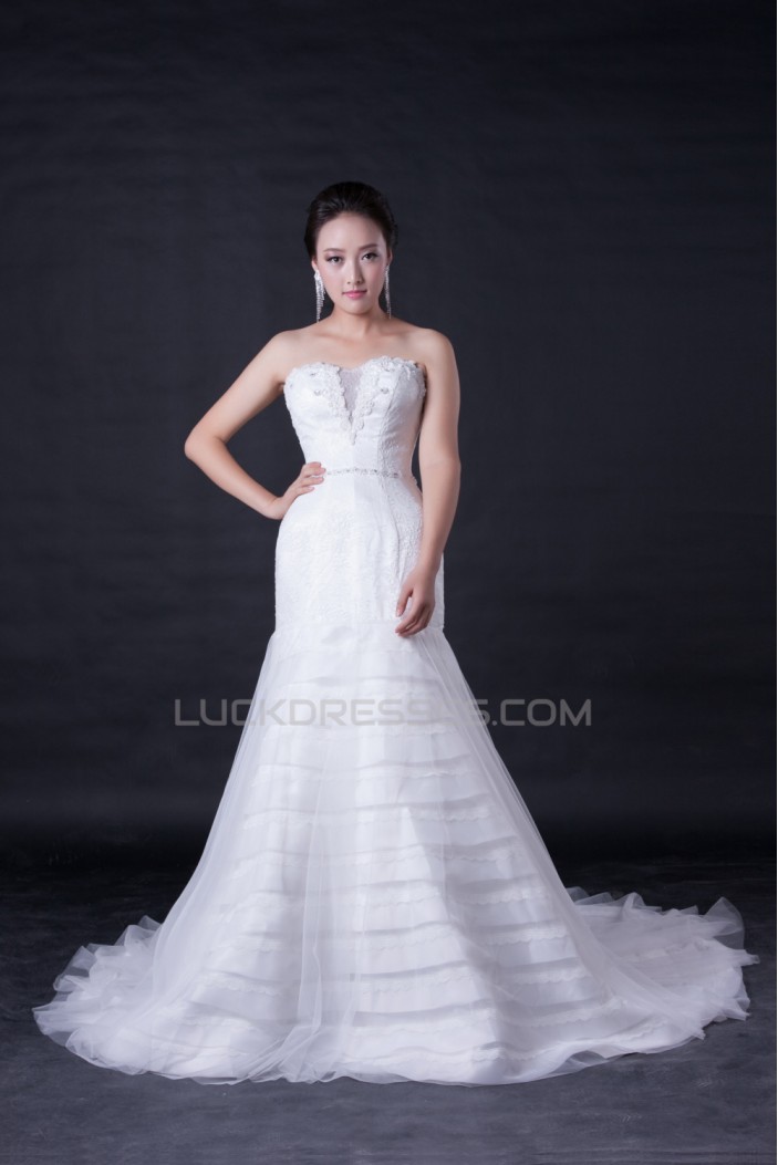 Trumpet/Mermaid Sweetheart Lace and Beaded Bridal Wedding Dresses WD010387
