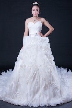 Ball Gown Sweetheart Beaded Cathedral Train Bridal Wedding Dresses WD010398