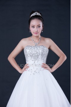 A-line Strapless Beaded Bridal Wedding Dresses WD010401