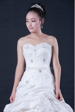 A-line Sweetheart Cathedral Train Beaded Bridal Wedding Dresses WD010403