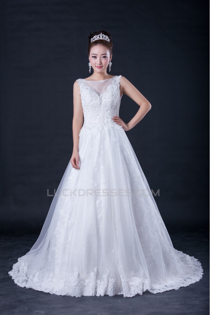 A-line Beaded Lace Bridal Wedding Dresses WD010409