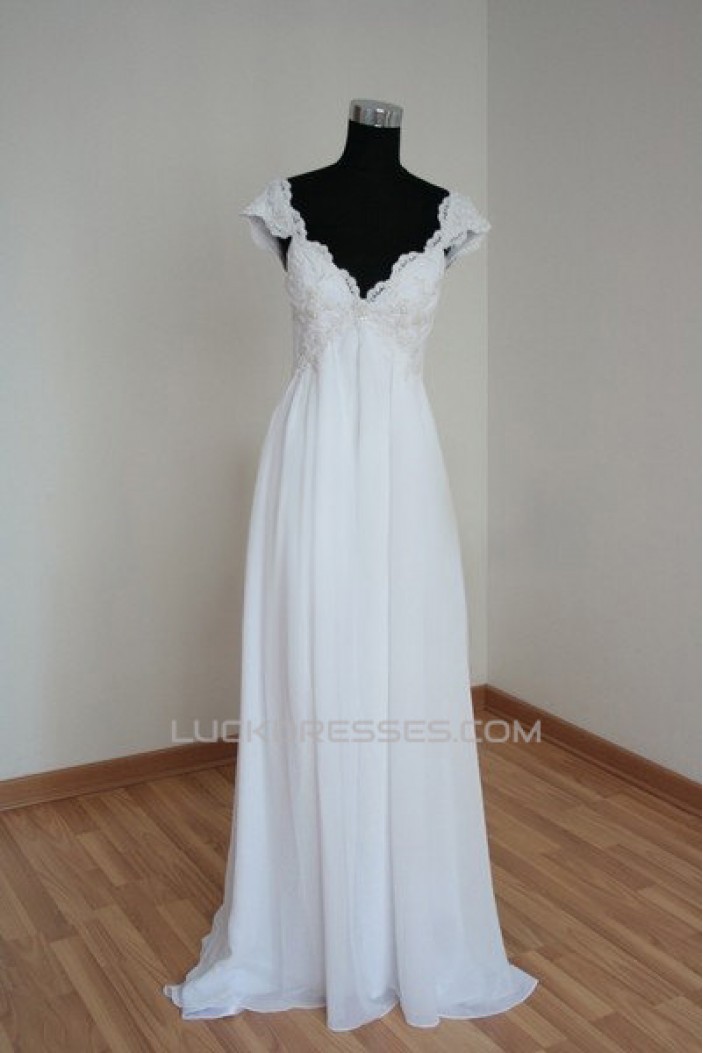 Empire Lace and Chiffon Bridal Gown Maternity Wedding Dress WD010460