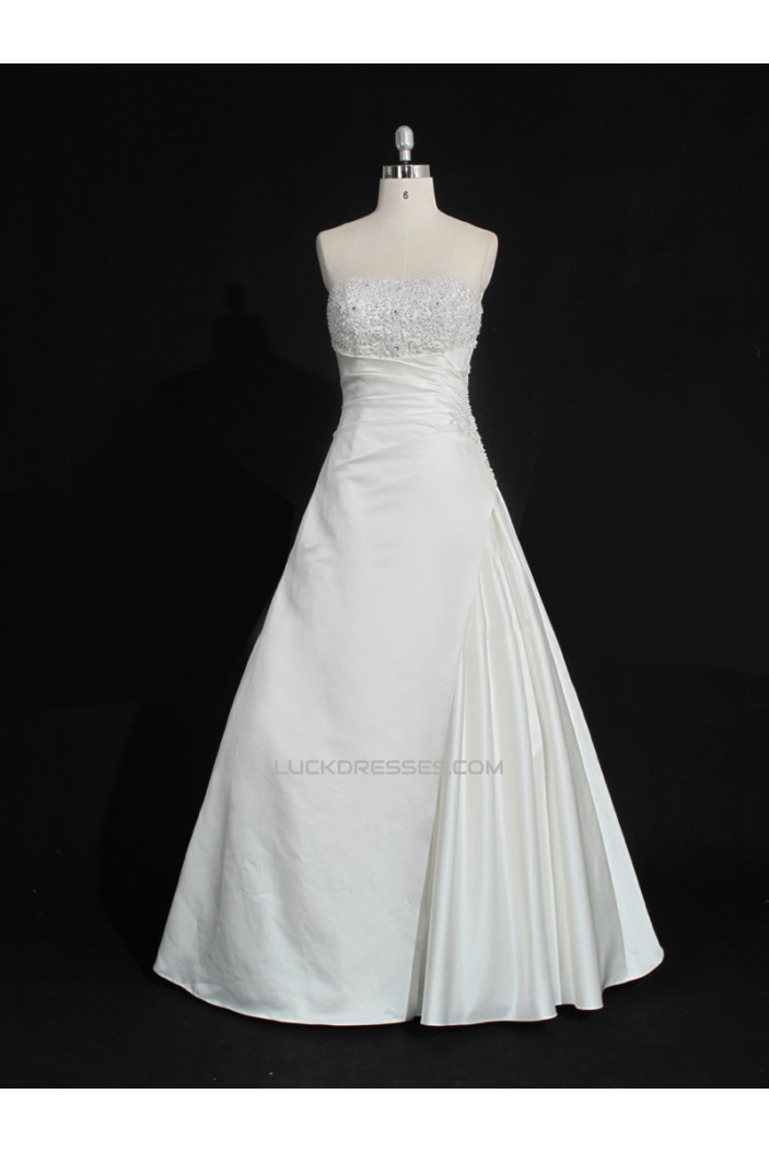 A-line Strapless Beaded Bridal Gown Wedding Dress WD010484