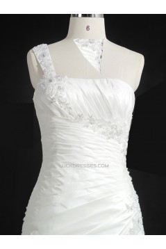 A-line One Shoulder Bridal Gown Wedding Dress WD010488