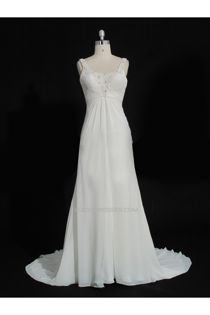 Sheath/Column Beaded Chiffon Bridal Gown Wedding Dress WD010490