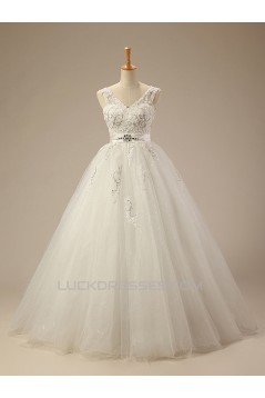 Ball Gown V-neck Lace Beaded Bridal Wedding Dresses WD010506
