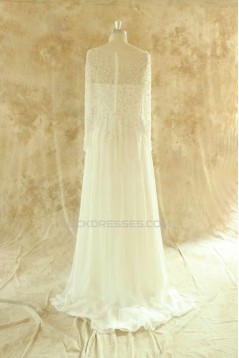 Sheath/Column Beaded Long Sleeves Lace Chiffon Bridal Wedding Dresses WD010525