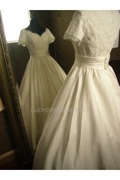 Ball Gown Short Sleeves Lace Bridal Wedding Dresses WD010543
