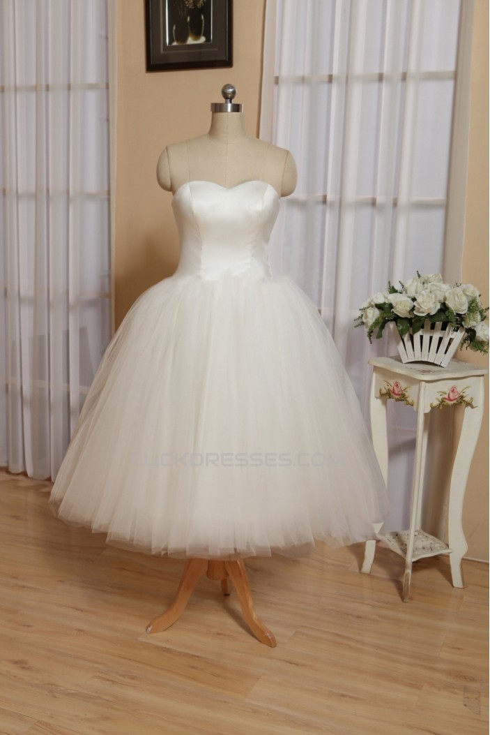 Ball Gown Short Sweetheart Satin and Tulle Bridal Wedding Dresses WD010547