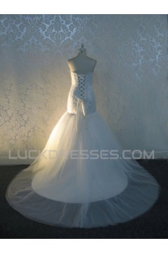 Trumpet/Mermaid Strapless Lace Bridal Wedding Dresses WD010548