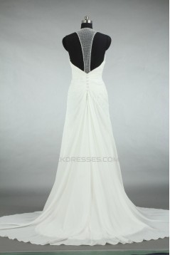 Sheath/Column Halter Beaded Chiffon Bridal Wedding Dresses WD010556