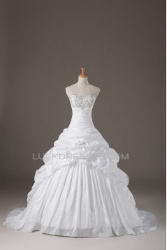 Ball Gown Strapless Beaded Bridal Wedding Dresses WD010616