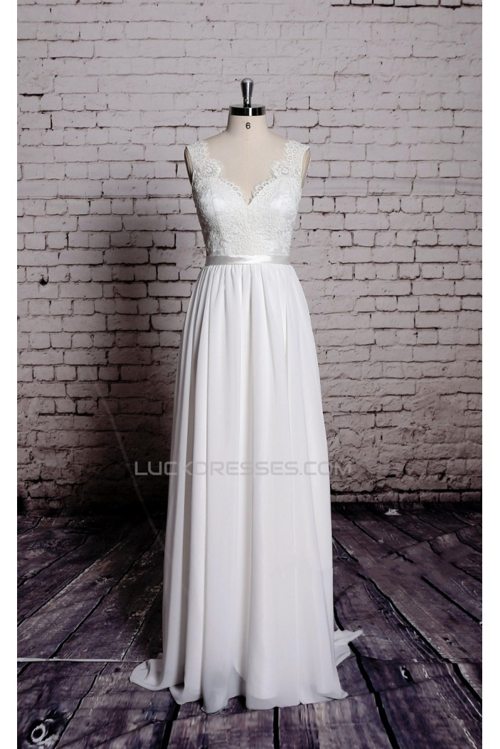 A-line Straps Lace and Chiffon Bridal Wedding Dresses WD010631