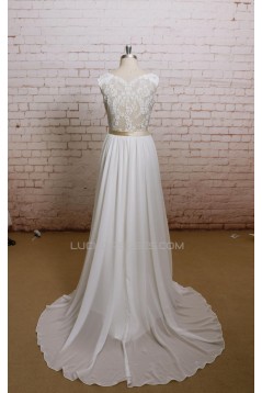 A-line Straps Lace and Chiffon Bridal Wedding Dresses WD010633