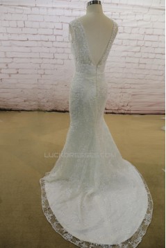 Trumpet/Mermaid Beaded Lace Bridal Wedding Dresses WD010635