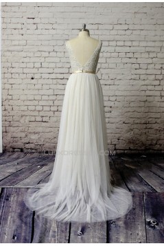 A-line V-neck Lace Bridal Wedding Dresses WD010643