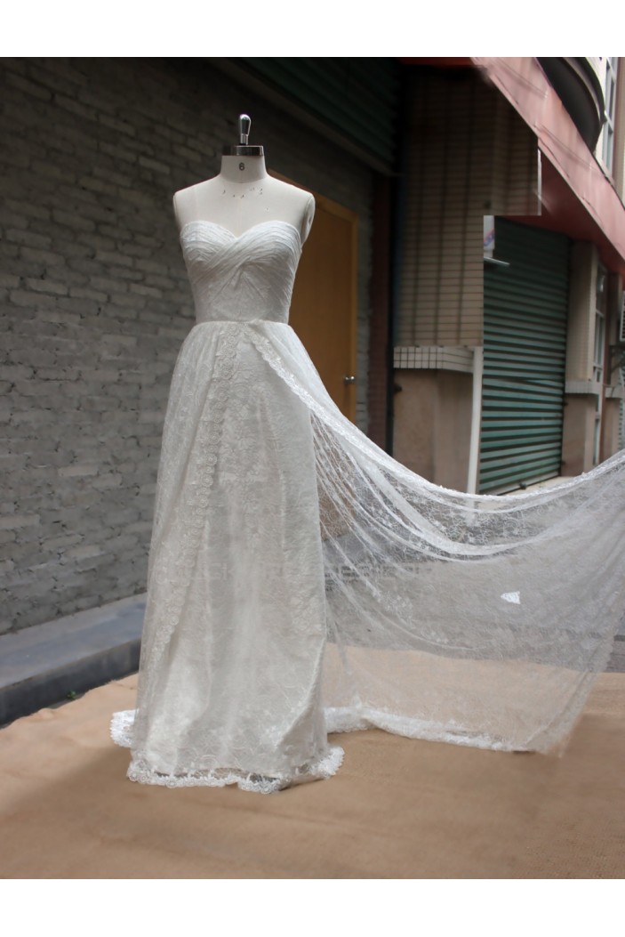 Sheath/Column Sweetheart Lace Bridal Wedding Dresses WD010661
