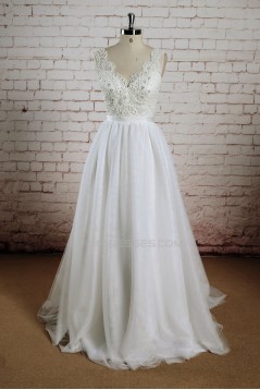 A-line V-neck Lace Bridal Wedding Dresses WD010674
