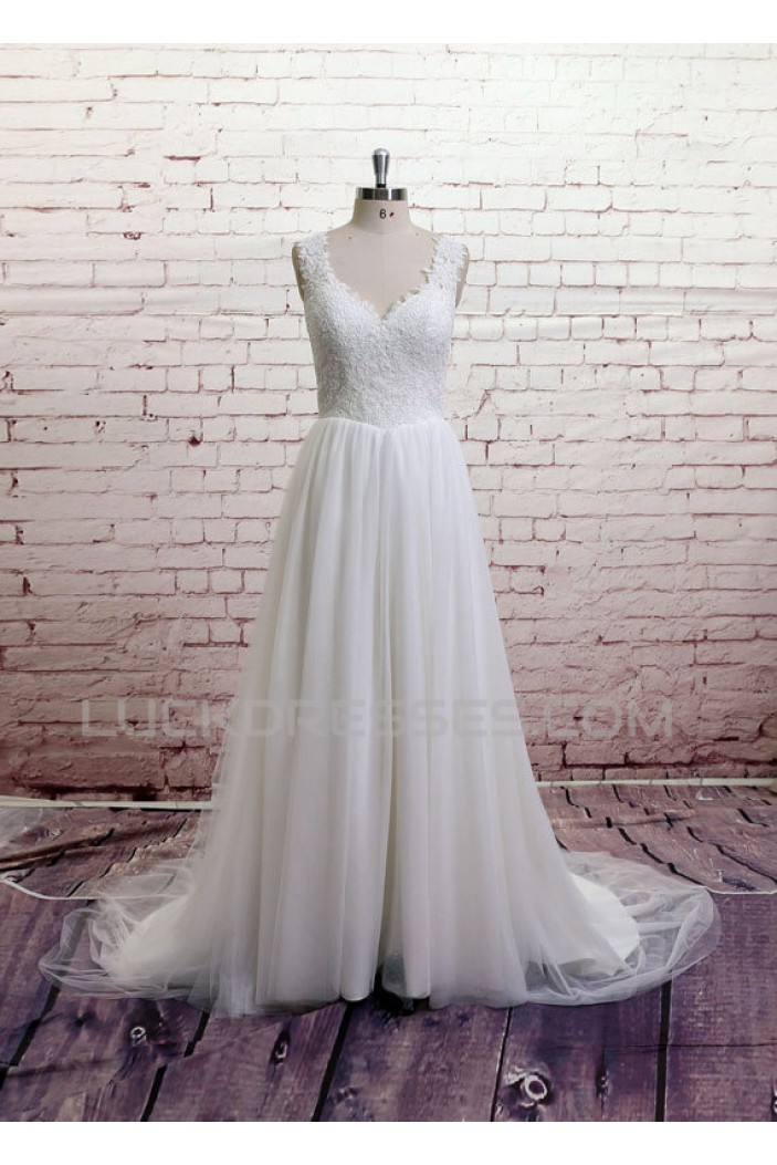 A-line Lace and Tulle Bridal Wedding Dresses WD010678