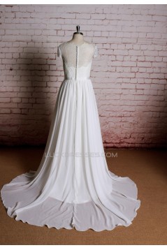 A-line Lace and Chiffon Bridal Gown Wedding Dress WD010719